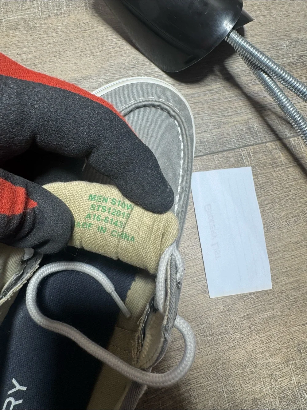Sperry Gray Canvas Boat Shoes with White Laces